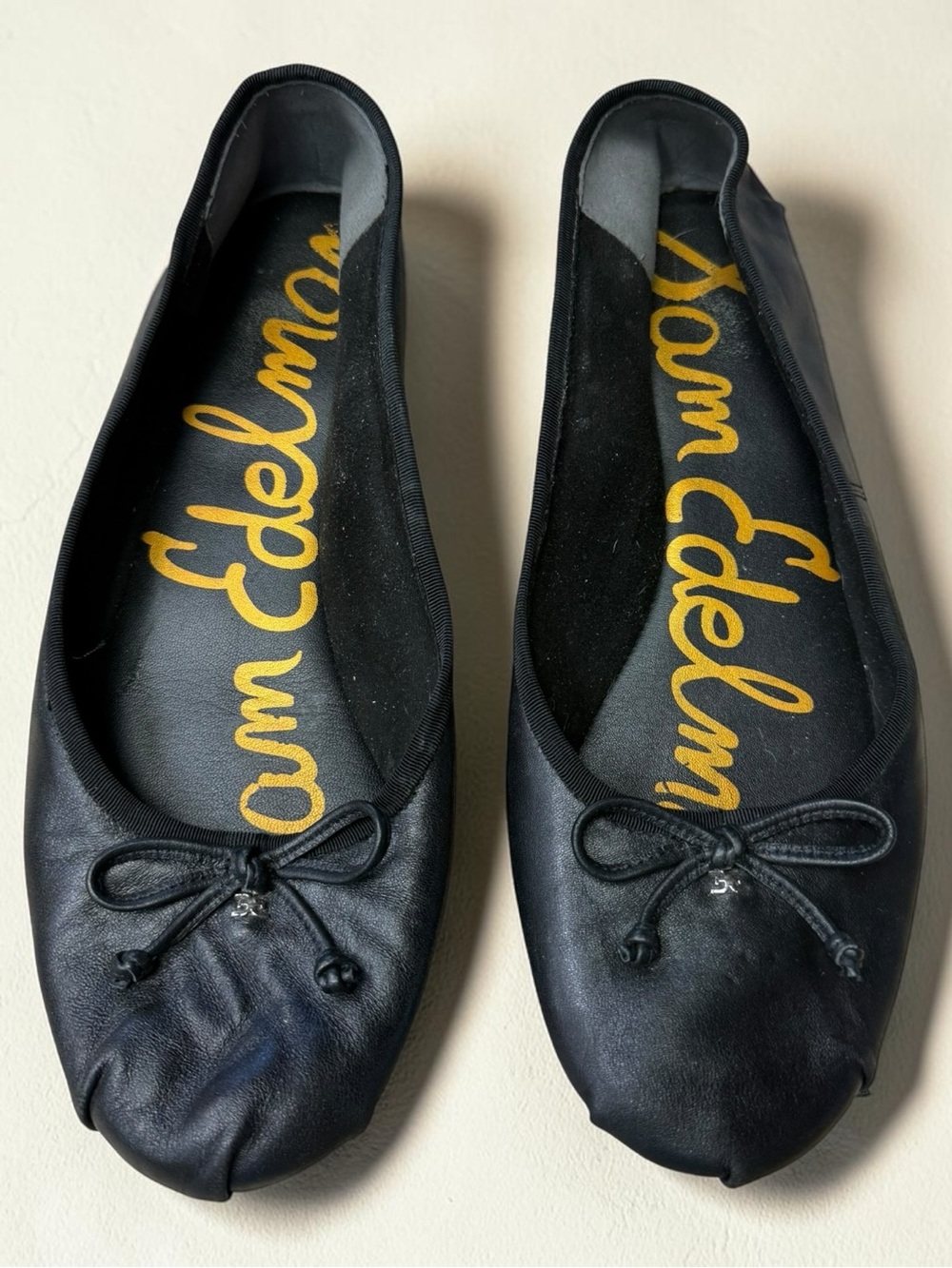 Sam Edelman Black Leather Ballet Flats Womens 9.5 Classic Slip On Shoes